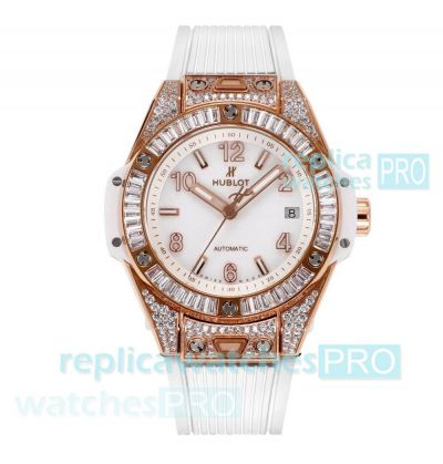 Swiss Grade one Hublot Big Bang One Click HUB1710 watch 39mm Rose Gold Bust Down White Dial